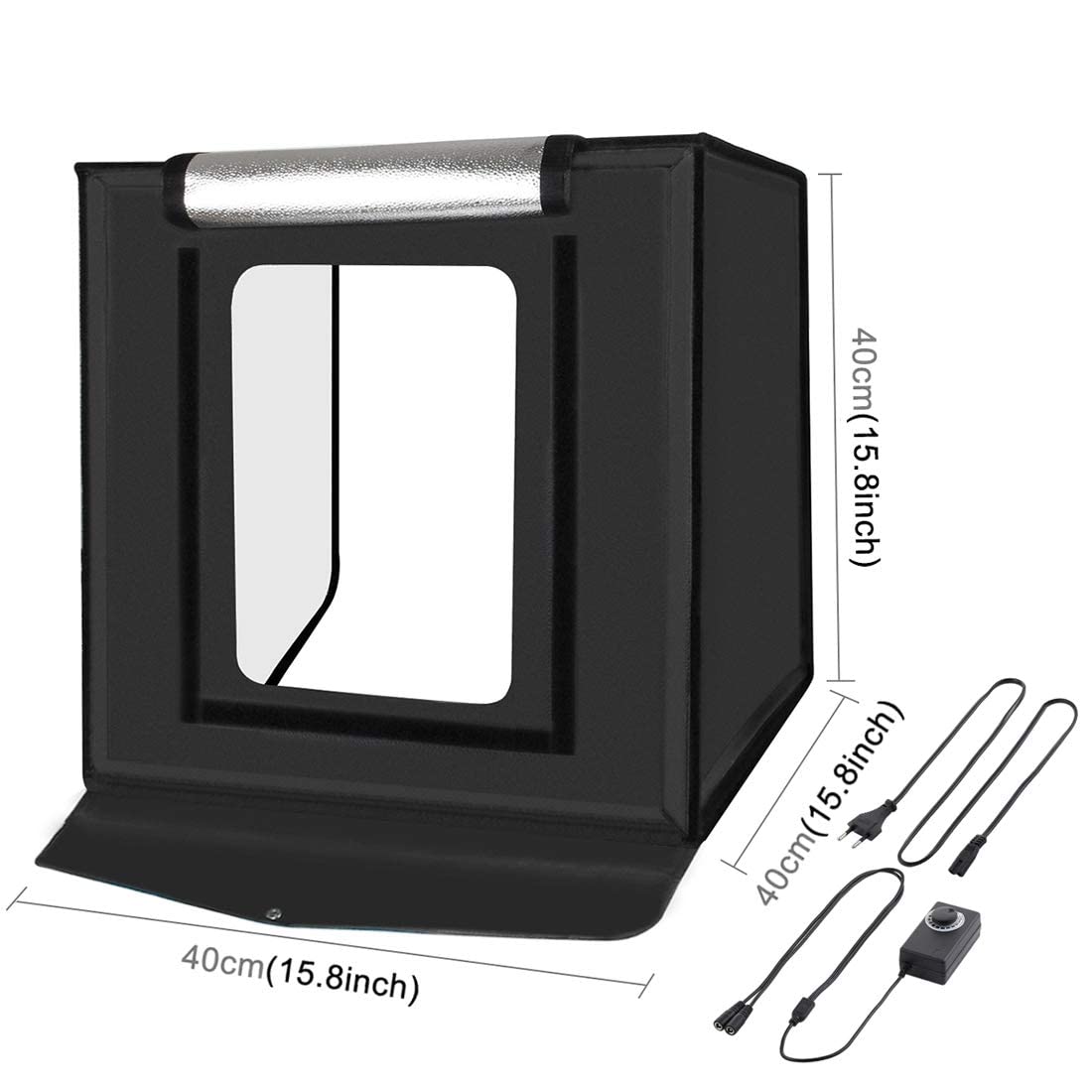 PULUZ Studio Fotografico Tenda 40CM Tenda da Studio Portatile Leggera per la Fotografia Vendita di Prodotti Aziendali Oline Pieghevole 2X 32 LED Light Box Photo Studio Kit con 6 Colori di Sfondo