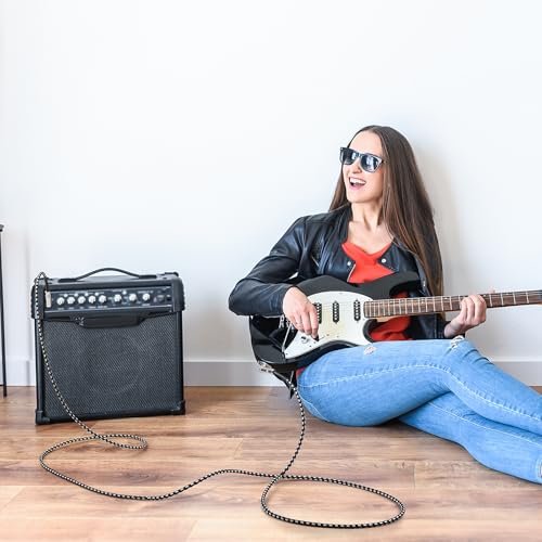 Xaspac JTX001 Guitar Cable,Guitar Instrument Cable,Bass Guitar Cable Guitar Cord 10Ft,6.35Mm Straight Curved Audio Cable thumb #5