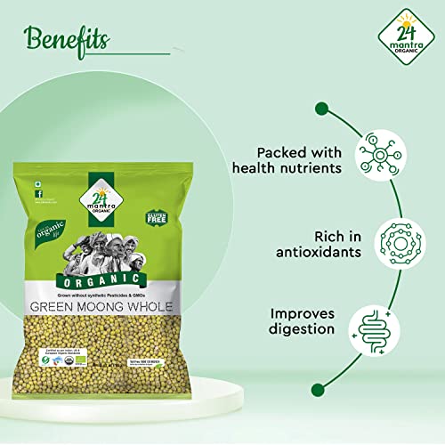 Image of 24 Mantra Organic - Green Moong Whole /sabut /saboot, 1kg (Pack of 5)
