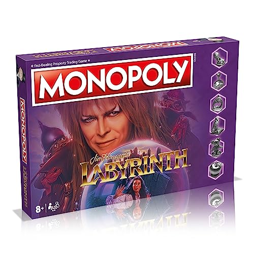 Monopoly Winning Moves - Jeu de société de labyrinthe - Goblin King explore le labyrinthe de Jim Henson avec David Bowie, avance vers Goblin City et The Staircase Room, cadeau pour enfants à partir de