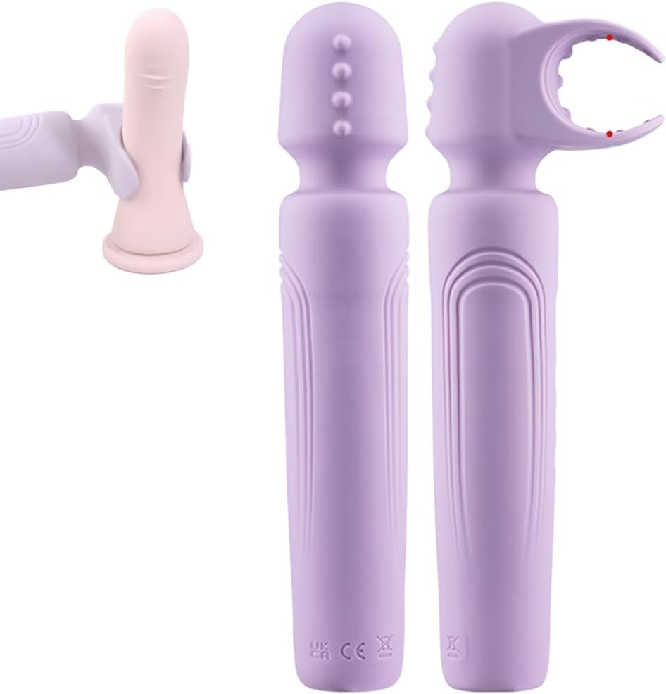 6-Mode Penis Vibrator Wand, Flexible Massage Tool for Male Stimulation, Clitoral and Anal Vibrator for Couples (Purple)