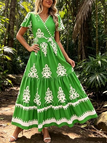 Robe maxi boho à fleurs légère pour rester fraîche en vacances