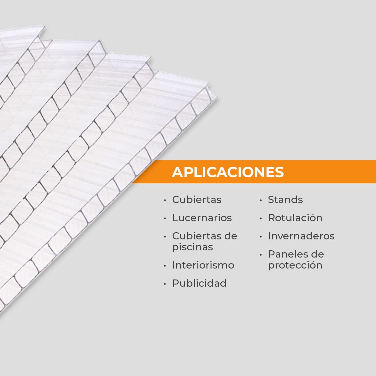Panel de Policarbonato Celular Compacto - Plancha Opal Hielo - 1000 x 1050 mm - Grosor 10 mm - Placa Multiusos - Exteriores, Invernaderos, Techos, Suelos