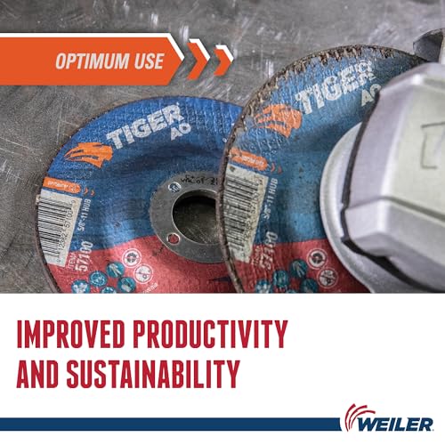Weiler 57102 5" x 1/8" Tiger Type 27 Cut and Grind Combo Wheel, A30S, 5/8"-11 UNC Nut (Pack of 10) by Weiler - Image 7