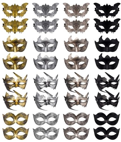 Bruja, Sports FEQO - 32 máscaras de máscaras, máscaras antiguas antiguas de Mardi Gras, máscaras venecianas para fiestas de máscaras, festivales canivales (cuernos,...