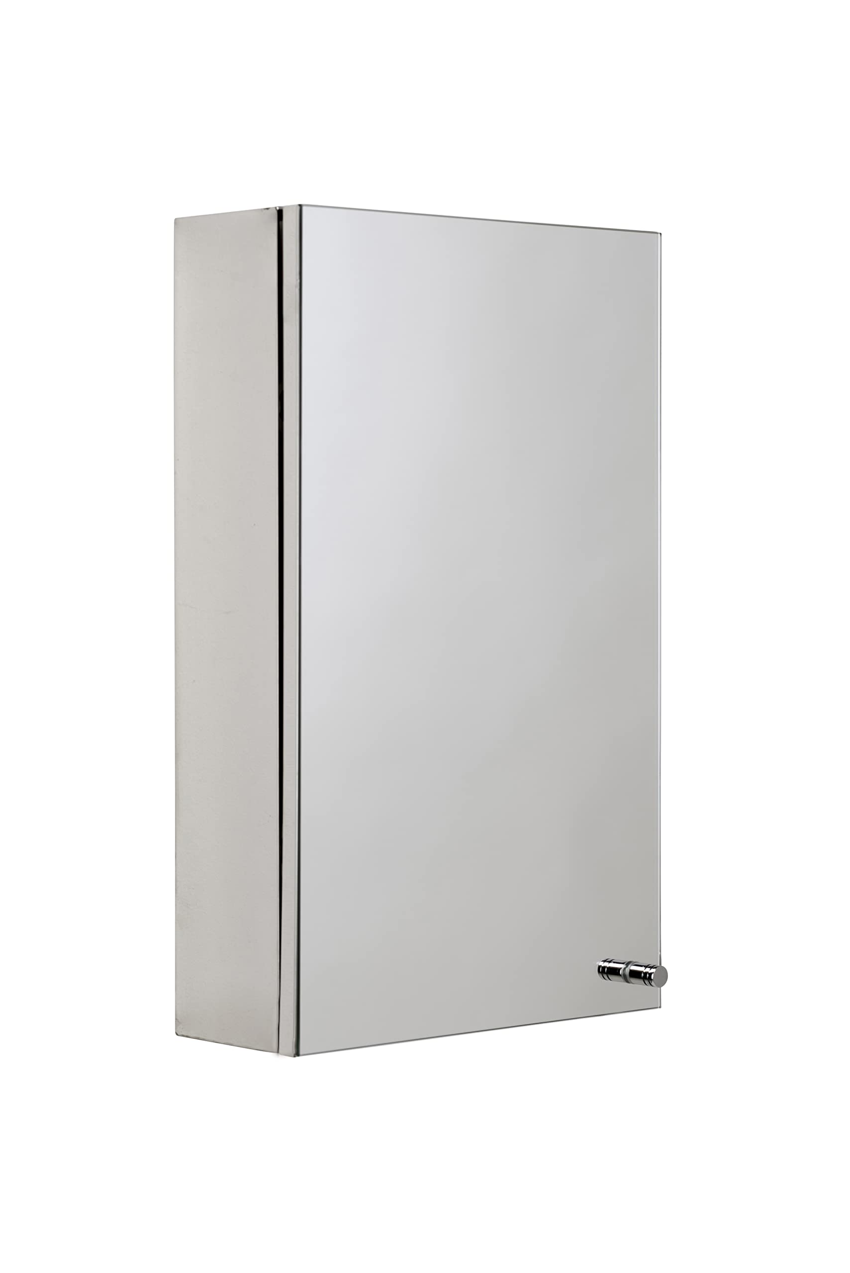 Croydex Carra Stainless Steel Bathroom Mirror Cabinet - Bathroom Wall Cabinet with One Fixed Shelf, Mirrored Door and Fully Assembled (50x30cm)