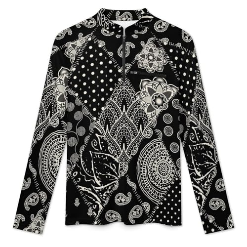Patchwork Paisley Design Men's Sun Protection Shirts UV SPF UPF 50+ Long Sleeve Rash Guard Lightweight3