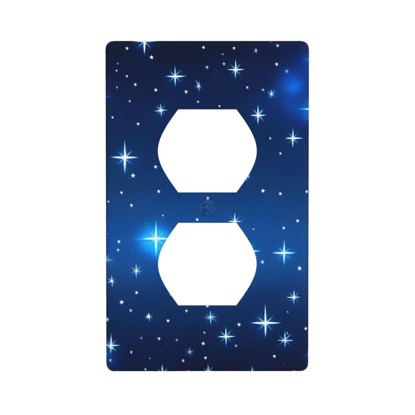 Blue Star Pattern Unbreakable Polycarbonate Switch Plate-1 Gang Screwless Wall Plate for Home Office