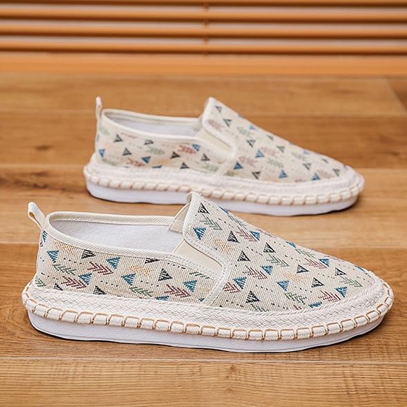 Men's Sneakers Classic Low Top Slip On Shoes Canvas Printed Loafers Sneakers Causal Dress Comfortable Walking Shoes4