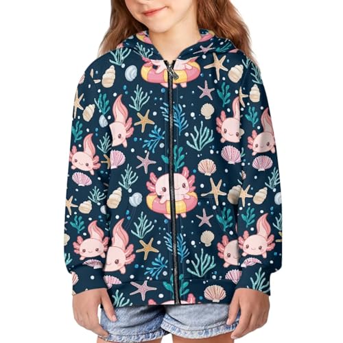 Girls Full Zip Hoodie Casual Long Sleeve Hooded Sweatshirts Cute Fall Winter Jackets with Pockets for 5-14 Years3