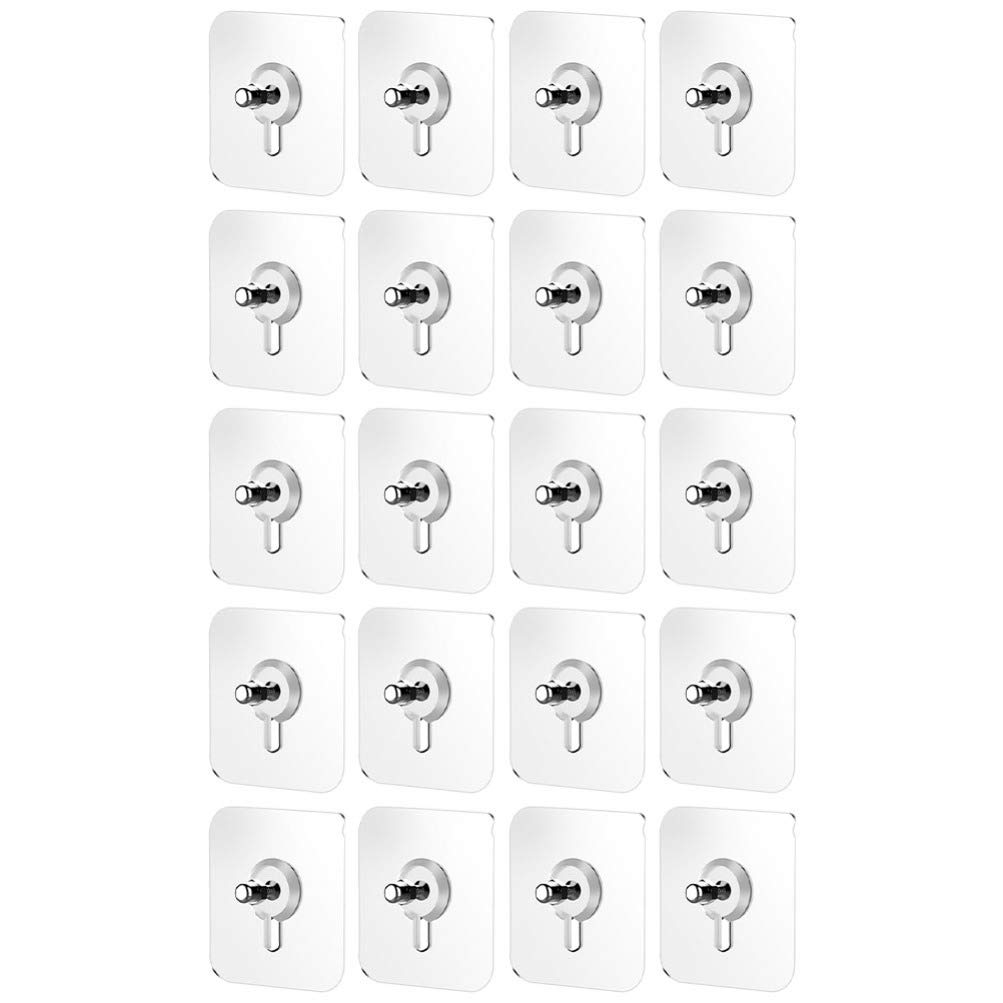 Balacoo 20pcs PVC Adhesive Nails Wall Hooks Heavy Duty Stick on Door Nail Non- Trace No Drilling Nail Adhesive Hanging Nails Hooks Holders Screws