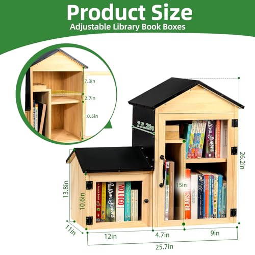 Caja de libros para biblioteca exterior impermeable con compartimentos ajustables 8