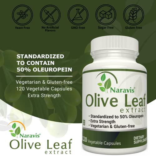 Naravis Olive Leaf Extract - 4-Month Supply - 50% Oleuropein Highest Concentration #TOP3