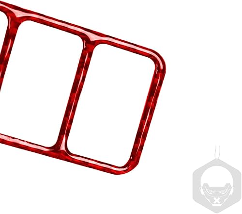 Miniatura 79 de Adhesivo para panel de palanca de cambios de consola central de automóvil, decoración de fibra de carbono suave real, interior de automóvil rojo