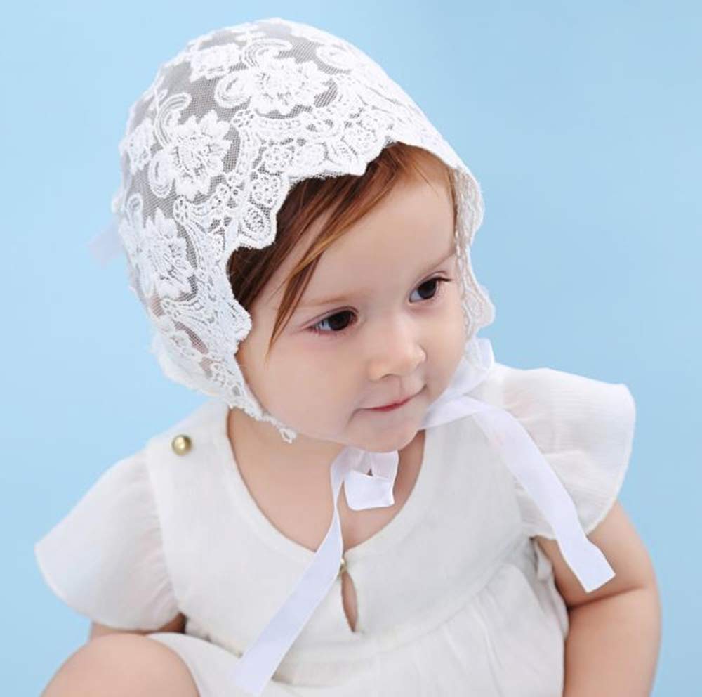 XYX Señoras niños pequeños Breath Lacy Bonnet Eyelet Algodón Ajustable Sombrero de Protección Solar