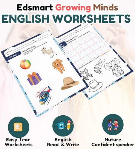Image of Edsmart Nursery Pre-KG Worksheets Combo Pack, Literacy & Phonics, Numeracy, EVS, Age 5+ Years, CBSE Curriculum, 120 Pages