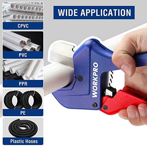 WORKPRO Ratchet PVC Pipe Cutter Tool, Up to 2-1/2", Pex Cutting Tool for Cutting PEX, PVC, PPR, and Plastic Hoses with Sharp 5Cr15MoV Stainless Steel Blades, Suitable for Home Repairs and Plumbers - Image 6