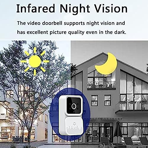 Security Ring Video Doorbell Wi-Fi Night Vision HD Easy Installation Video Doorbell with Pir Motion Detection IR Alarm S - Additional View