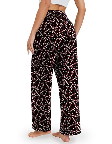 Image of Gracyoga Christmas Pajama Pants for Women Winter High Waist Wide Leg Yoga Pants Lounge Flowy Pants Trendy with Pockets L