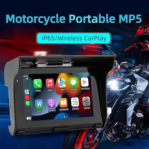 Portable Wireless Carplay & Android Auto Screen for Motorcycle 5 inch Car Stereo with MirrorLink/Bluetooth, IP67 Waterproof - Image 2