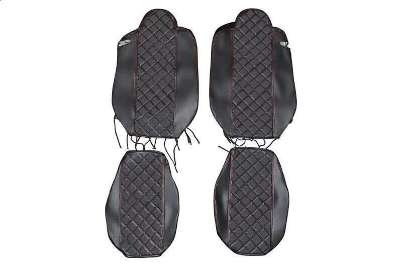 Generic Fundas de asiento de camión compatibles con Renault T Range, par de color negro y rojo
