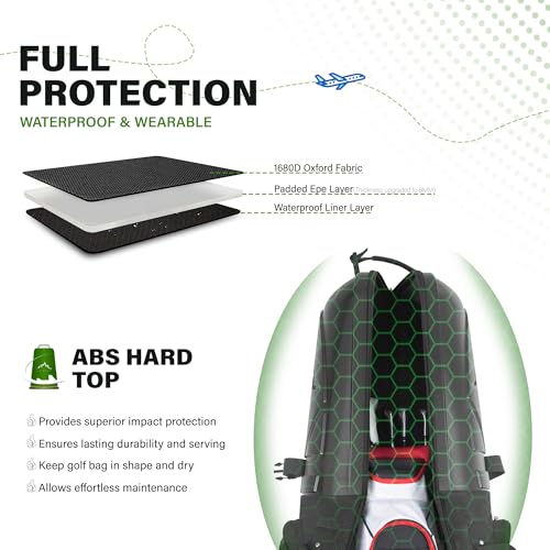 Golf Travel Bag with Hard Case Top, 1680D Heavy Duty Oxford Golf Club Travel Bags for Airlines with Wheels Easy to Maneuver - Image 4