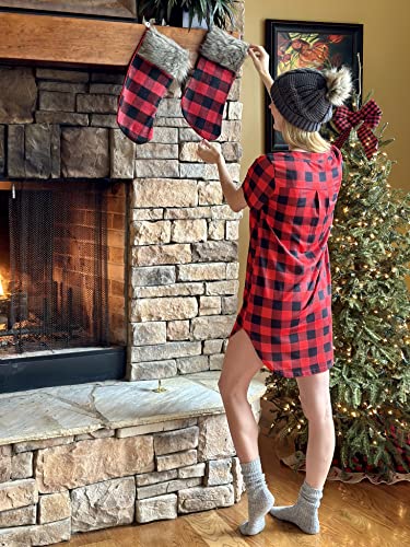 Image of Ekouaer Women V Neck Button Down Nightgown