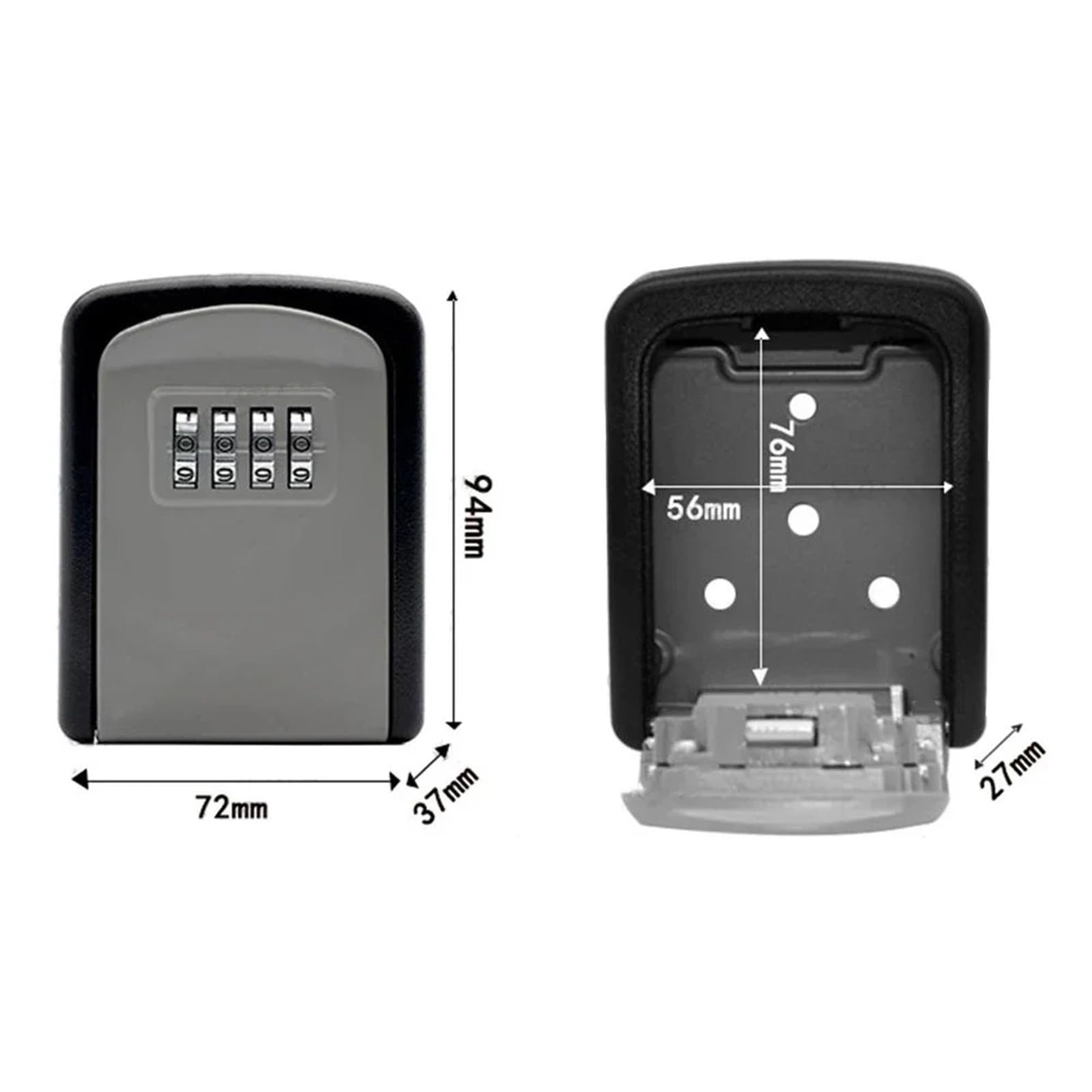 Caja fuerte impermeable para montar en la pared con llave y cerradura de 4 dígitos, armario secreto para exteriores (2 unidades) Securi mejorado para objetos de valor