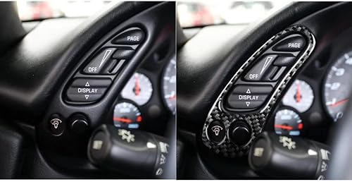 Miniatura 3 de Juego de 2 piezas de fibra de carbono para el interior del automóvil, velocímetro lateral, tablero de instrumentos multifunción para cubierta de