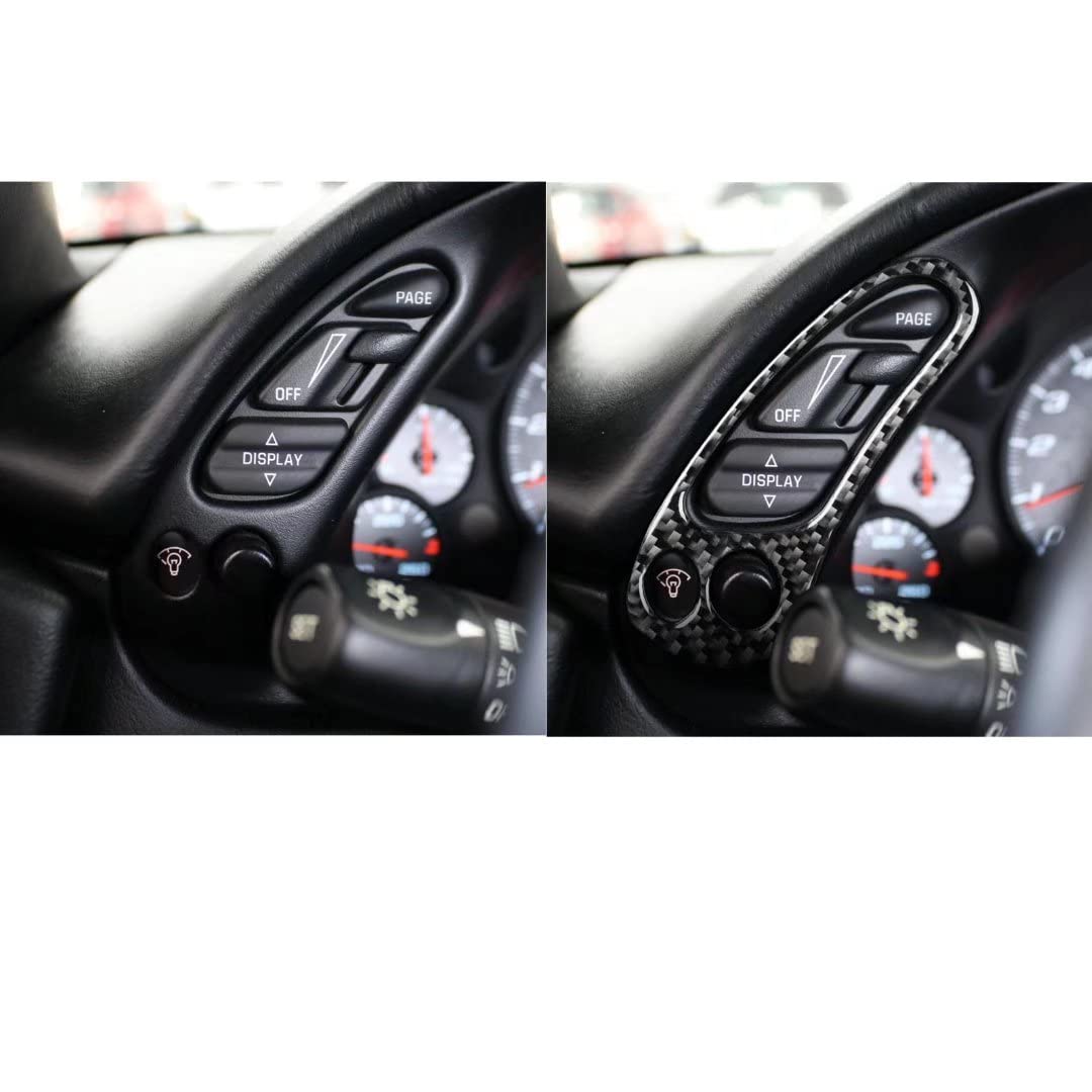 2pc/Set Carbon Fiber Car Interior Accessories Side Speedometer Dashboard Multi-Function Button Frame Cover Trim for Chevrolet Corvette C5 1998-2004(Style A)