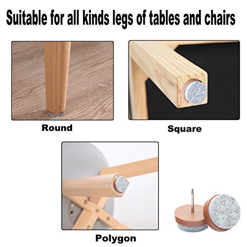 40Pcs Round Heavy Duty Nail-On Felt Pad For Furniture Chair Table Leg Feet Floor Protectors Slide Smoothly (Brown, Pad Diameter 22Mm) #TOP2