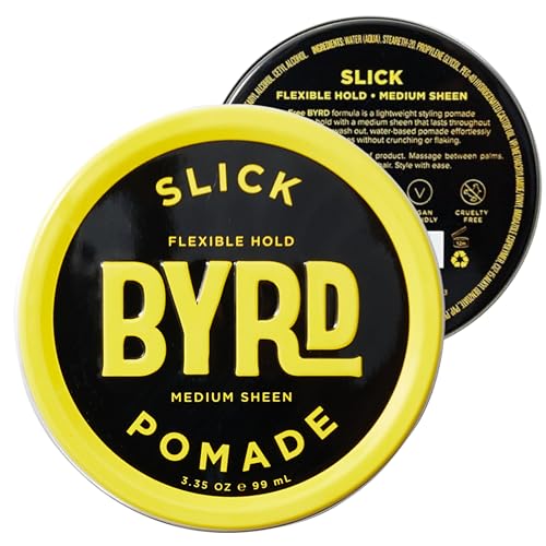 Byrd - Slick Pomade | Cera de Pelo Hombre | Fijación Flexible + Brillo Medio | Cera Peinado Fácil de Enjuagar Tanto Cabello Liso Como Ondulado | Pomada Pelo Hombre Ligera para Peinar