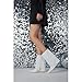 Putu Women's Fold Over Mid Calf Wedge Boots Fashion Shark Boots White 7.5