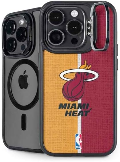 Skinit Kickstand Phone Case Compatible with iPhone 16 Pro Max - Officially Licensed NBA Miami Heat Black Partial Logo Design