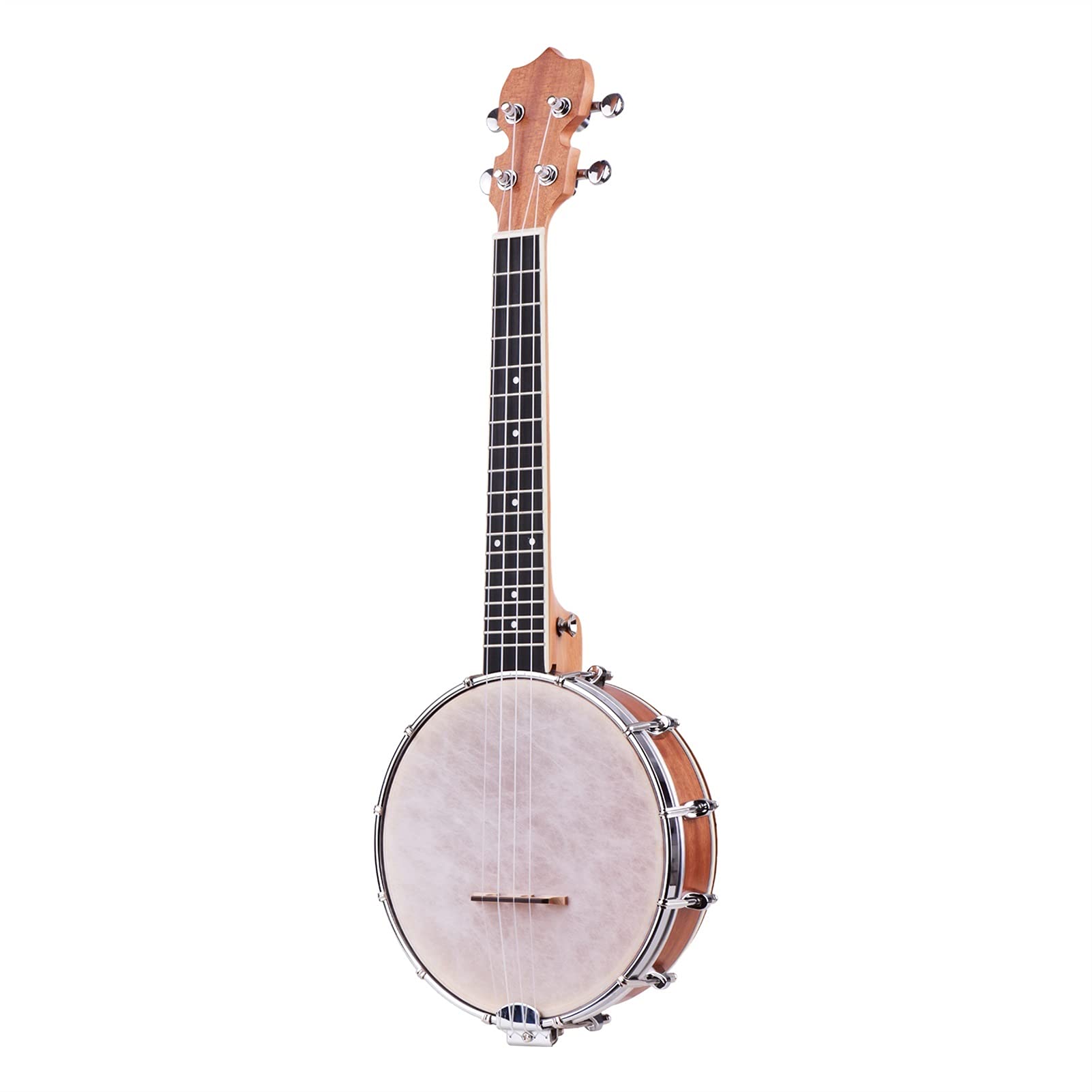 Ukulele 23-Zoll-offener Banjo 4 String Banjo Ahorn Körper Ogome Neckband-Tuning-Schlüsselbrücke Anfänger Ukulele (Color : Tan)