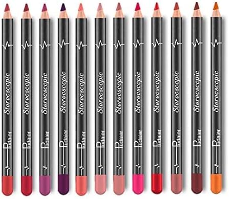 Beteligir Matte Lip Liner Pencil Set - 12 Assorted Colors Natural Lip Makeup Soft Pencils Waterproof and Long Lasting Velvet Lip Liners (01)