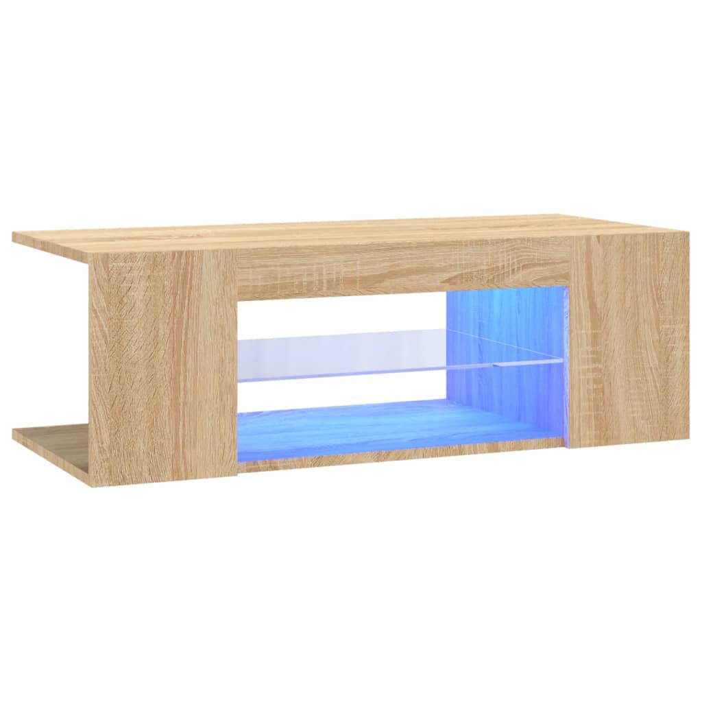 vidaXL - TV-Möbel - TV-Schrank mit LED-Leuchten Sonoma-Eiche 90x39x30 cm