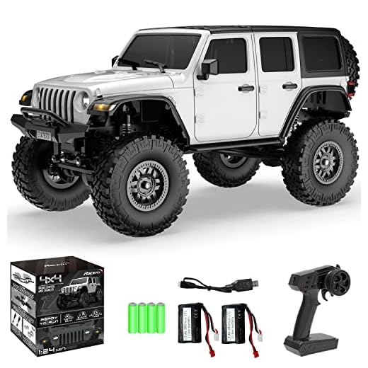RACENT Rock Crawler RC Truck 4x4 Off Road Crawler Climbing Vehicle All Terrain RC Monster Truck Remote Control Car with Bright Headlight 2 Batteries Waterproof Hobby Toys for Kids (787-1 White)