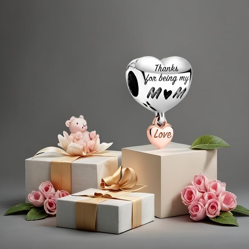 Image of Mom Family Charms Bead for Bracelets and Necklaces Jewelry Charm for Women Valentine Mother's Day