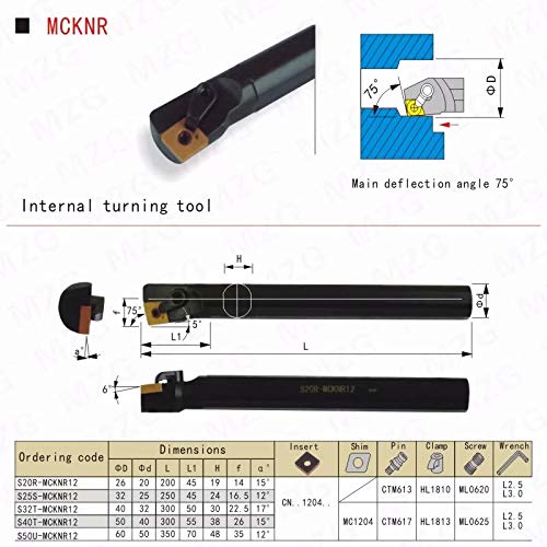 Herramienta de torneado interno CNC S25S-MCKNR12 con carburo miniatura 4