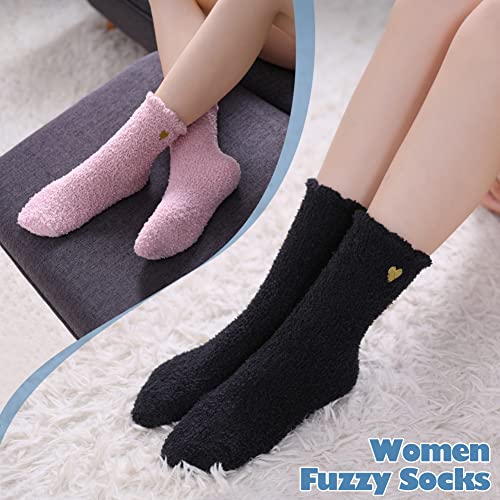 Image of LANLEO 5 /6 Pairs Womens Super Soft Fuzzy Plush Warm Winter Home Sleeping Slipper Socks
