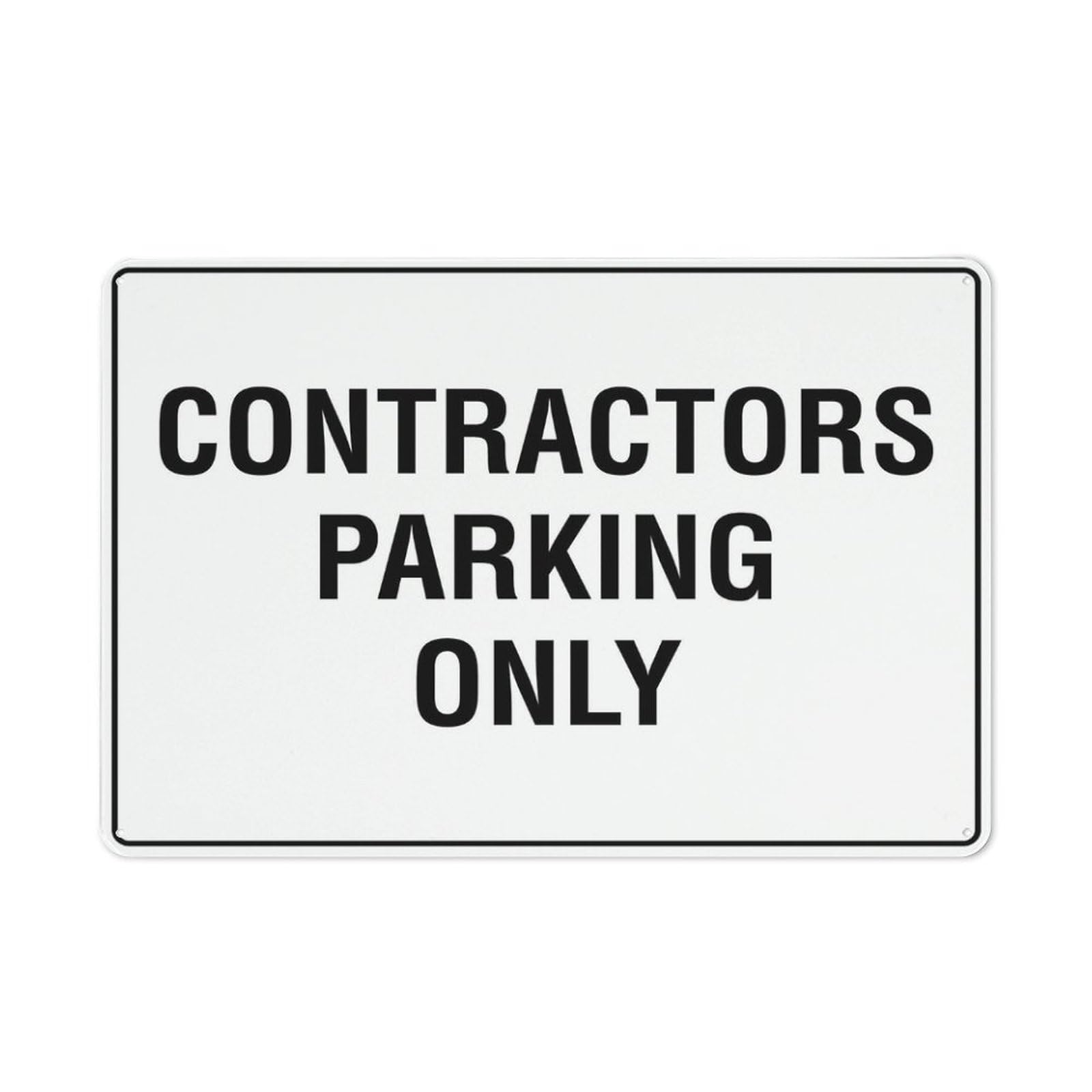 Contractors Parking Only Sign, 8x12 Inch Metal Aluminum, Pre-Drilled Holes for Easy Mounting, Indoor/Outdoor Use for Fence, Door, Gate