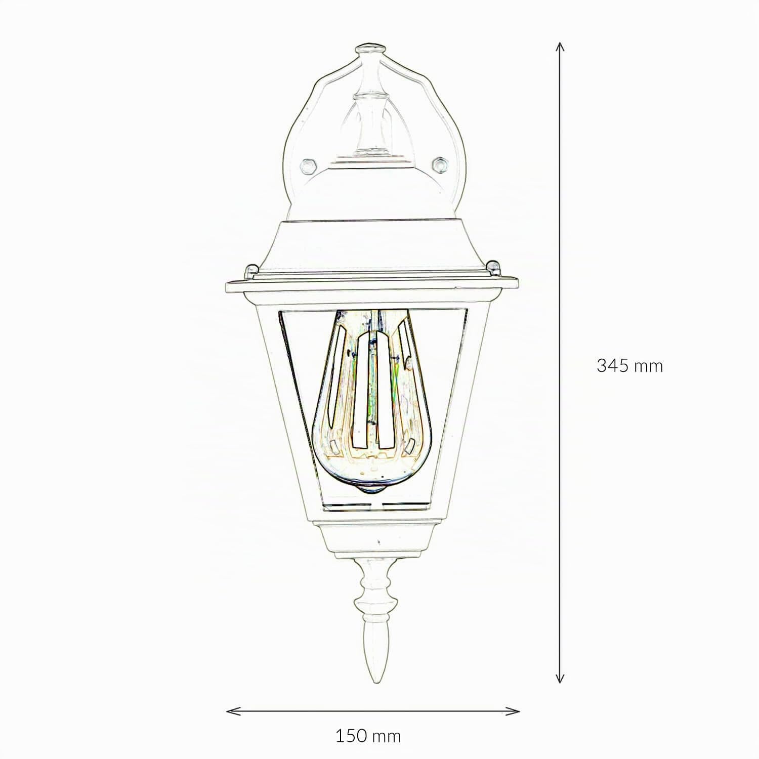 Applique da esterno in vetro alluminio nero IP44 da esterno L:15 cm E27 a sospensione lanterna da parete country house terrazza giardino TIROL