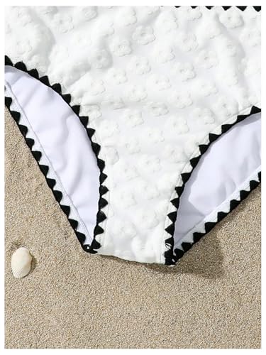 Floerns Girl's 2 Piece Swimsuits Contrast Binding Floral Criss Cross Bathing Suit4