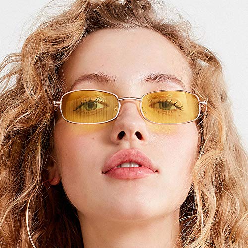 Azoxus FBA-AZOWU027YE0ONE Women Men Small Narrow Square Sunglasses Vintage Tinted Colored Lens Eye Glasses thumb #3