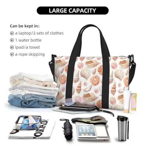 Laptop Tote Bag for Women Work - Summer Beach Shell Print Overnight Weekender Bags for Women Travel, Gym Duffle Bag for Men, Personal Item Crossbody Travel Bags for Men Carry On4