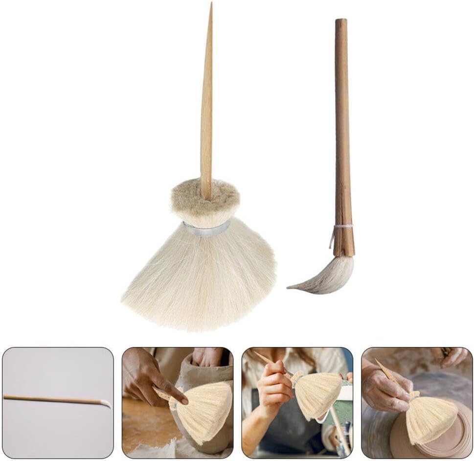 SHINEOFI 2pcs Pottery Brush Handle Practical Clay Cleaning and Sculpting Tools for Art Crafts for Pottery Ceramics and DIY Projects