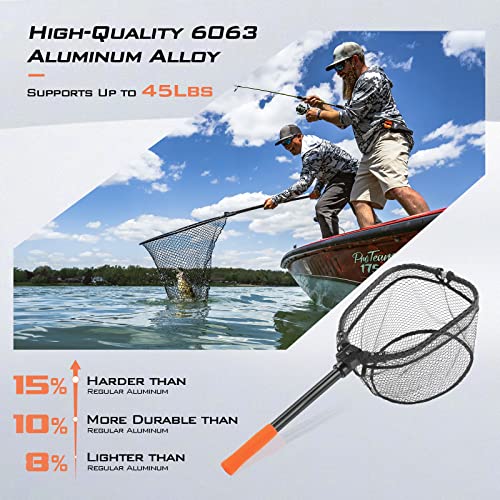 KastKing Brutus Fishing Net, Foldable Extendable Fish Landing Net, Lightweight & Portable Fishing Net with Soft EVA Foam Handle, Holds up to 44lbs/20KG, Fish-Friendly Mesh for a Safe Release