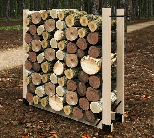 Fire Beauty Firewood Log Storage Rack 2-Pack Bracket Kit Heavy Duty Adjustable Length Triangular Stabilizer