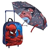 CERDÁ LIFE'S LITTLE MOMENTS Set Infantil Mochila Infantil Trolley 3D Spiderman-25.0x31.0x10.0 cm & Paraguas Plegable Niño de Spiderman